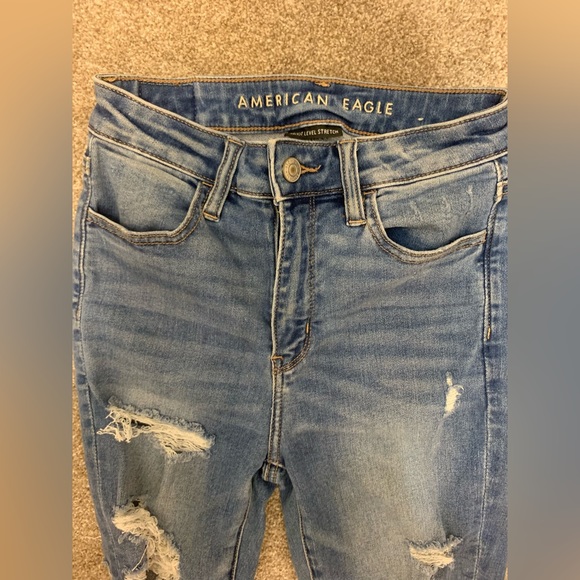NWOT American Eagle Next Level Stretch High Waisted Distressed Skinny Jeans - Picture 3 of 5
